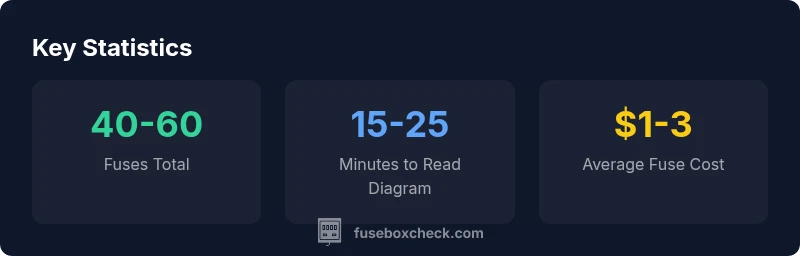 Infographic showing key statistics for the 2006 Ram fuse box diagram.