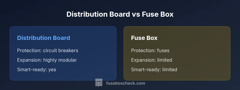 Comparison infographic of distribution board vs fuse box