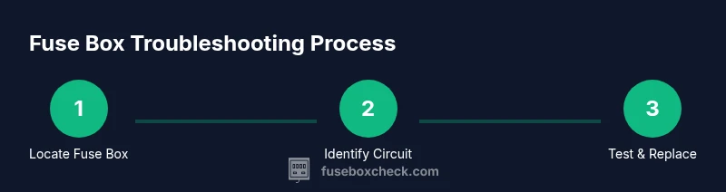 Infographic showing a process for testing the VW Thing fuse box
