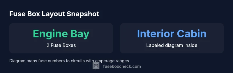 Infographic showing two fuse boxes in a 2003 Lincoln Navigator with labeled diagram