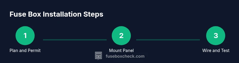 Infographic showing fuse box installation steps