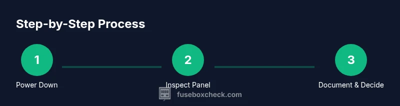 Infographic showing a 3-step process to diagnose fuse box frequency issues