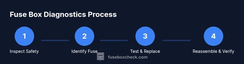 Process infographic showing fuse box checks