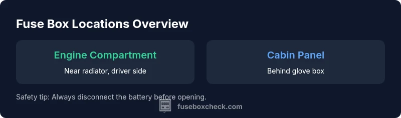 Infographic showing fuse box locations on Freightliner M2 106