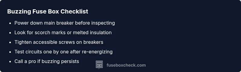 Checklist for diagnosing a buzzing fuse box