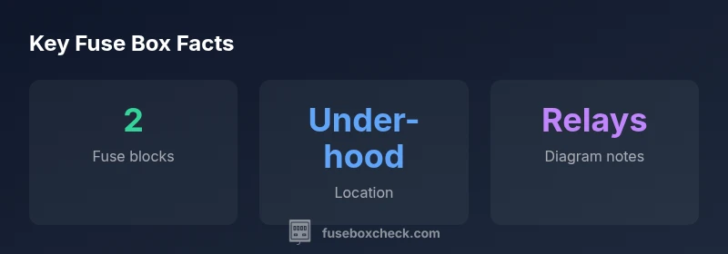 Infographic of GMC Envoy 2002 fuse box diagram with two fuse blocks and relays