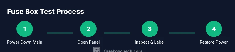 Infographic showing a process for testing a fuse box