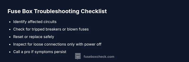 Checklist for troubleshooting a fuse box