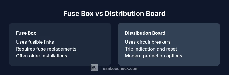 Infographic comparing fuse box and distribution board