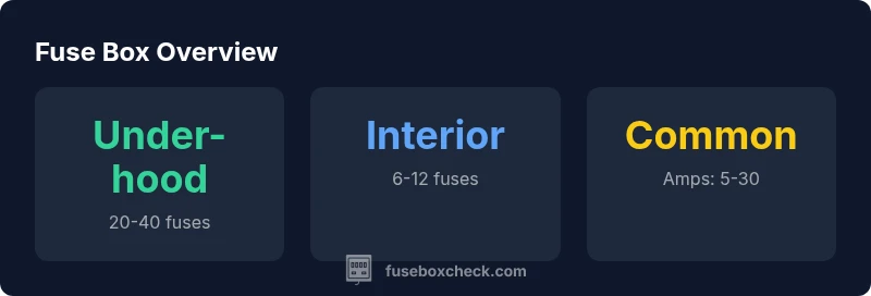 Infographic showing fuse box locations and counts for a 2009 Chevy Cobalt