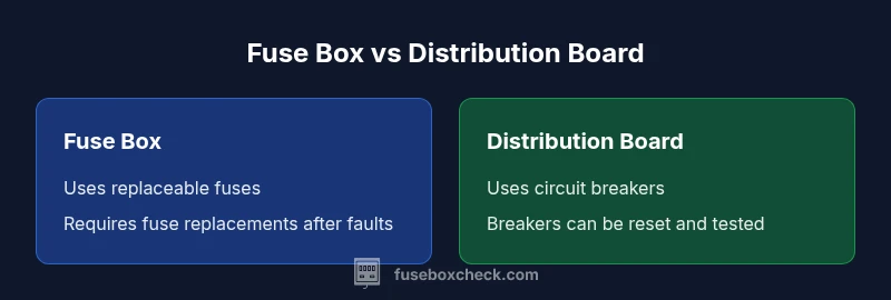 Infographic comparing fuse boxes and distribution boards