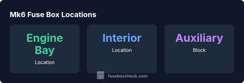 Infographic showing Mk6 GTI fuse box locations and tips