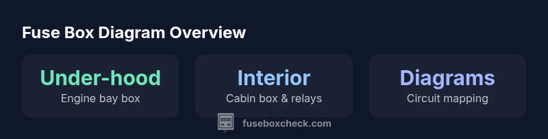 Infographic showing two fuse boxes for 2013 Hyundai Elantra with color codes