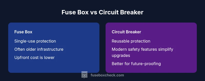 Comparison chart of fuse box and circuit breaker features