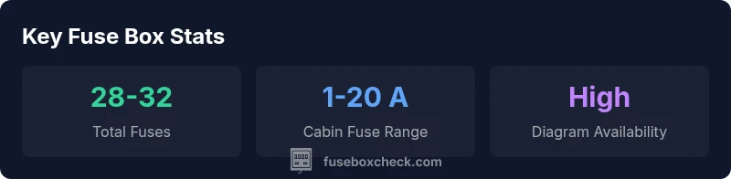Stat cards showing fuse box locations and typical fuse types for the 2006 Ford Escape