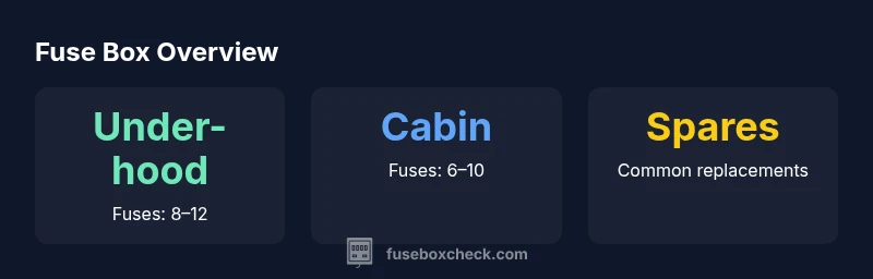 Infographic showing Rogue fuse box locations and fuse counts