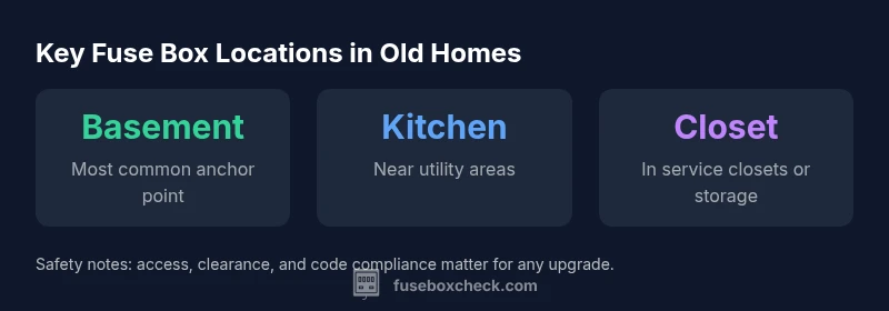 Infographic showing fuse box locations in old homes