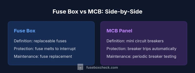 Infographic comparing fuse box and MCB panels