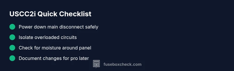 Infographic checklist for diagnosing USCC2i fuse box error