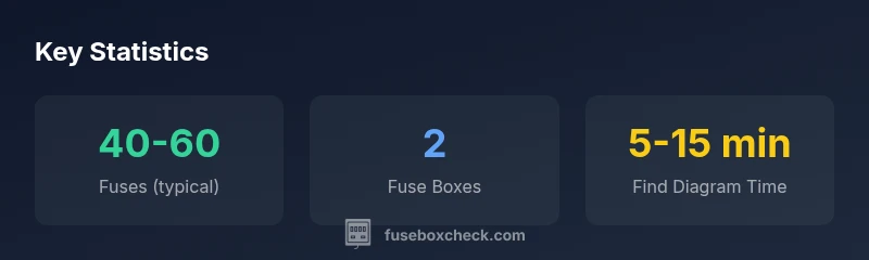 Infographic showing fuse box diagram overview and typical fuse counts