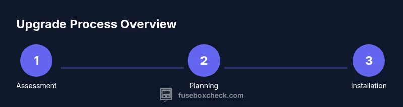 Infographic showing a three-step process for upgrading a fuse box