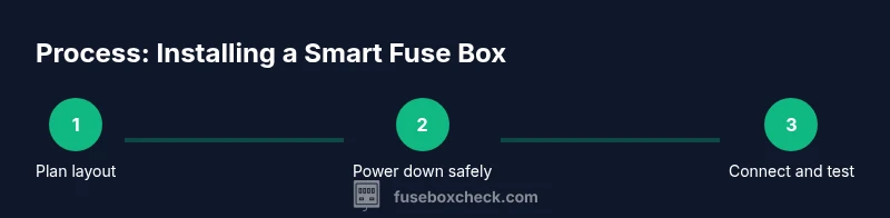 Infographic showing a 3-step process to install a smart fuse box